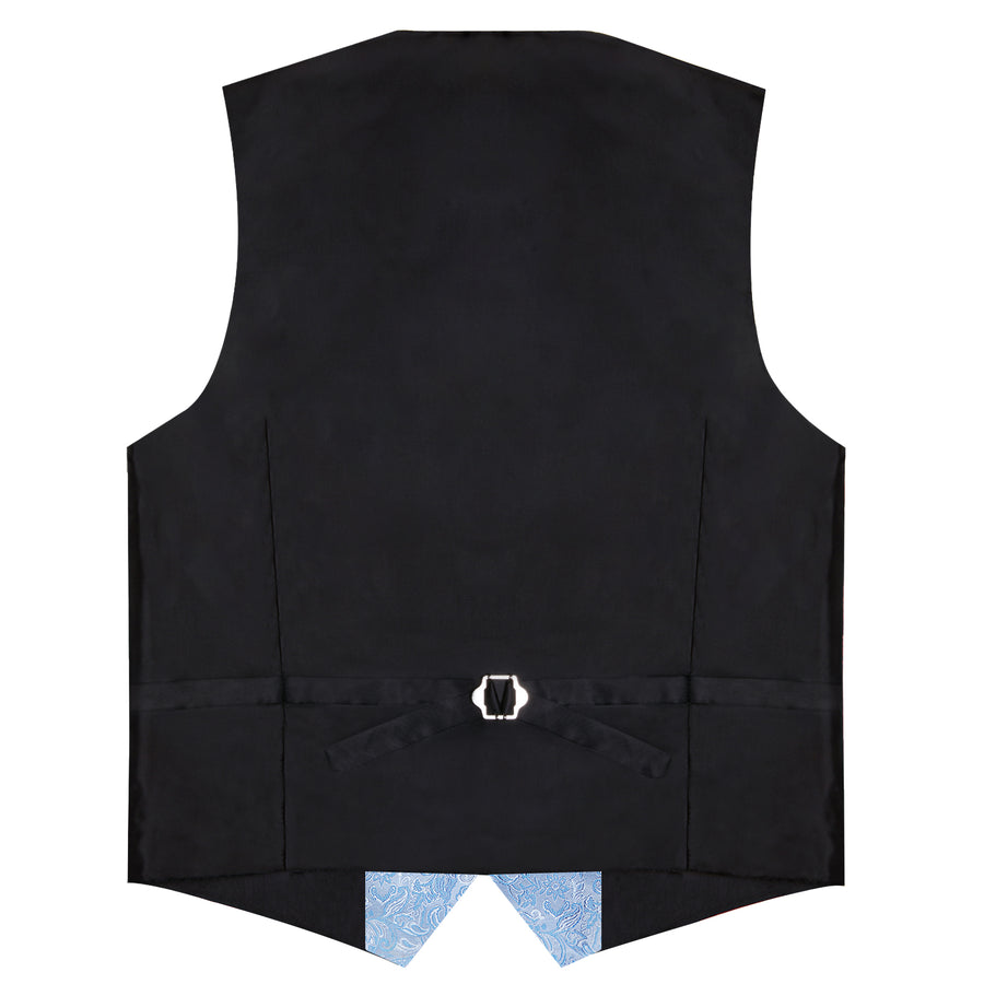Sky Blue Luxury Paisley Collar Vest Set - 4 Piece vest set - Sophisticated Gentlemen