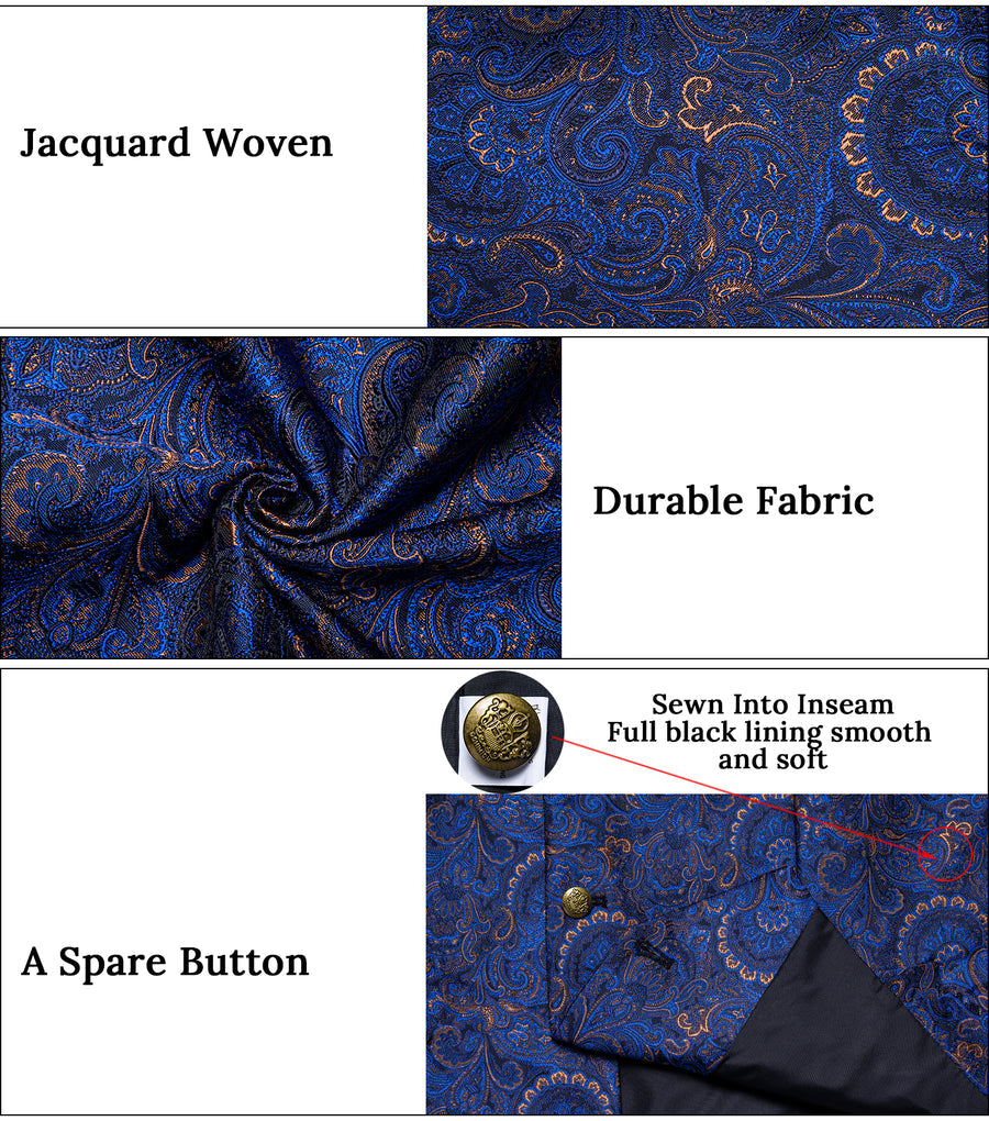 Navy & Gold Paisley Jacquard Vest & Bowtie Set vest set - Sophisticated Gentlemen