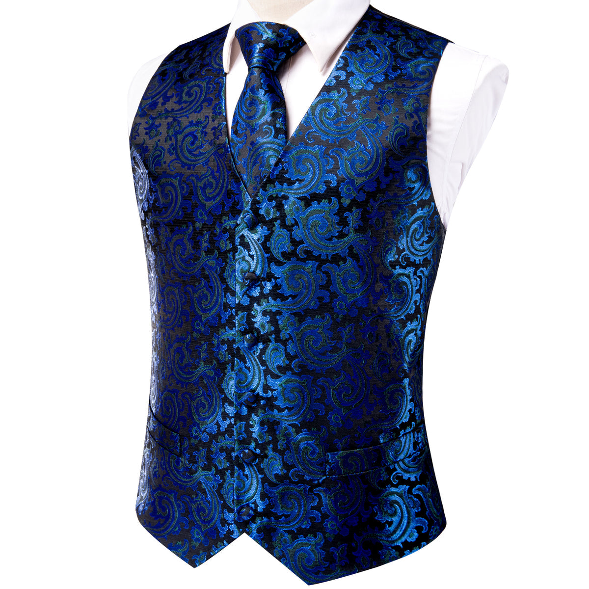 Royal Blue Shining Vest Set vest set - Sophisticated Gentlemen