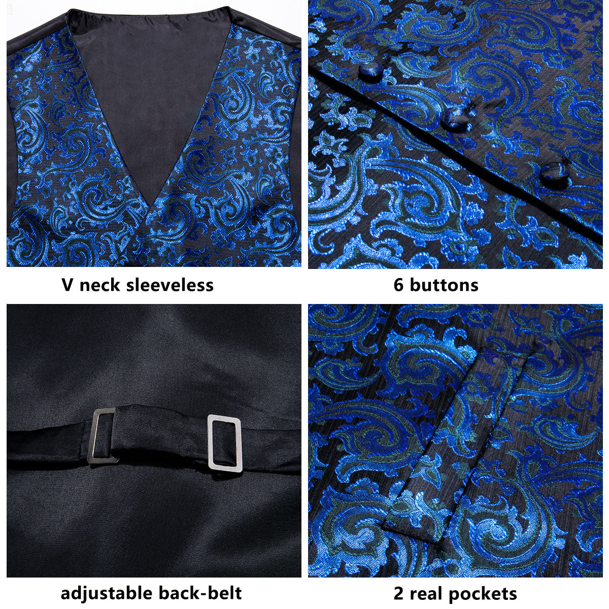 Royal Blue Shining Vest Set vest set - Sophisticated Gentlemen