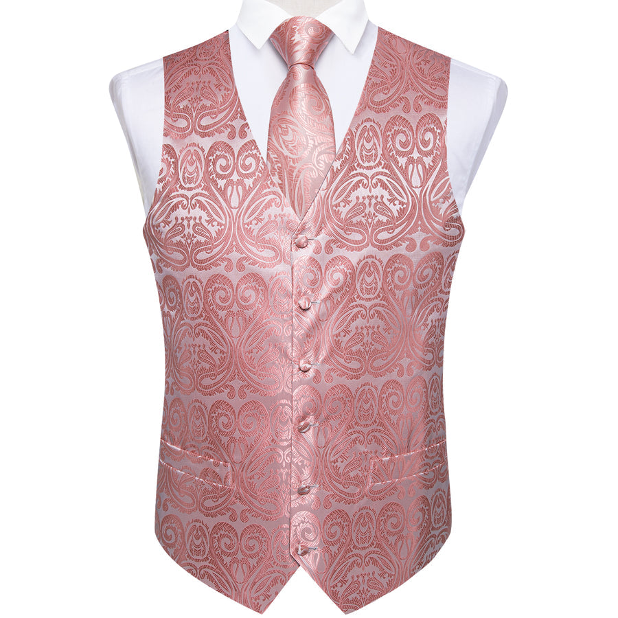 Blush Pink Paisley Silk Vest Set vest set - Sophisticated Gentlemen