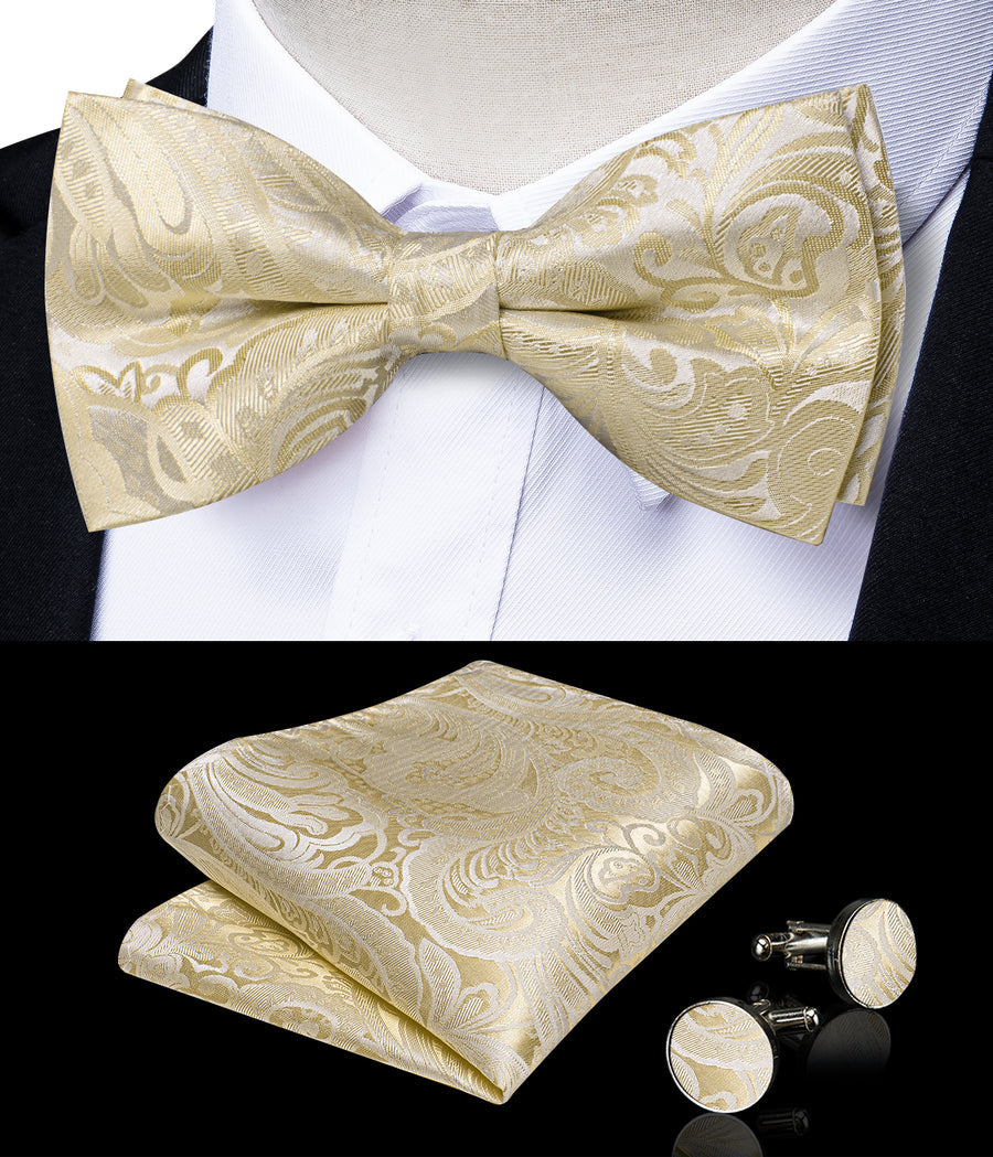 Silver and Champagne Paisley Silk Vest Set vest set - Sophisticated Gentlemen