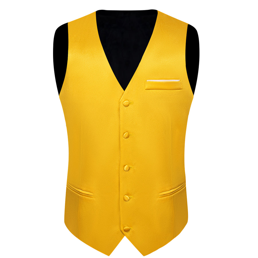 Brilliant Yellow Shimmer Silk Bowtie Vest Set vest set - Sophisticated Gentlemen