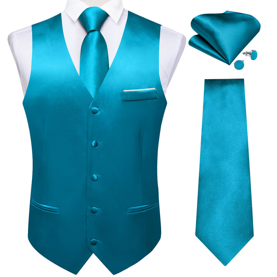 Royal Blue Solid Silk Bowtie & Vest Set vest set S (Chest 40") - Sophisticated Gentlemen