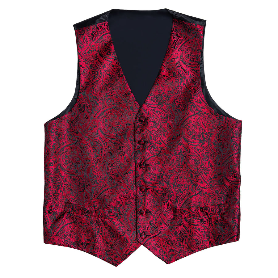 Red and Black Paisley Vest Set vest set - Sophisticated Gentlemen