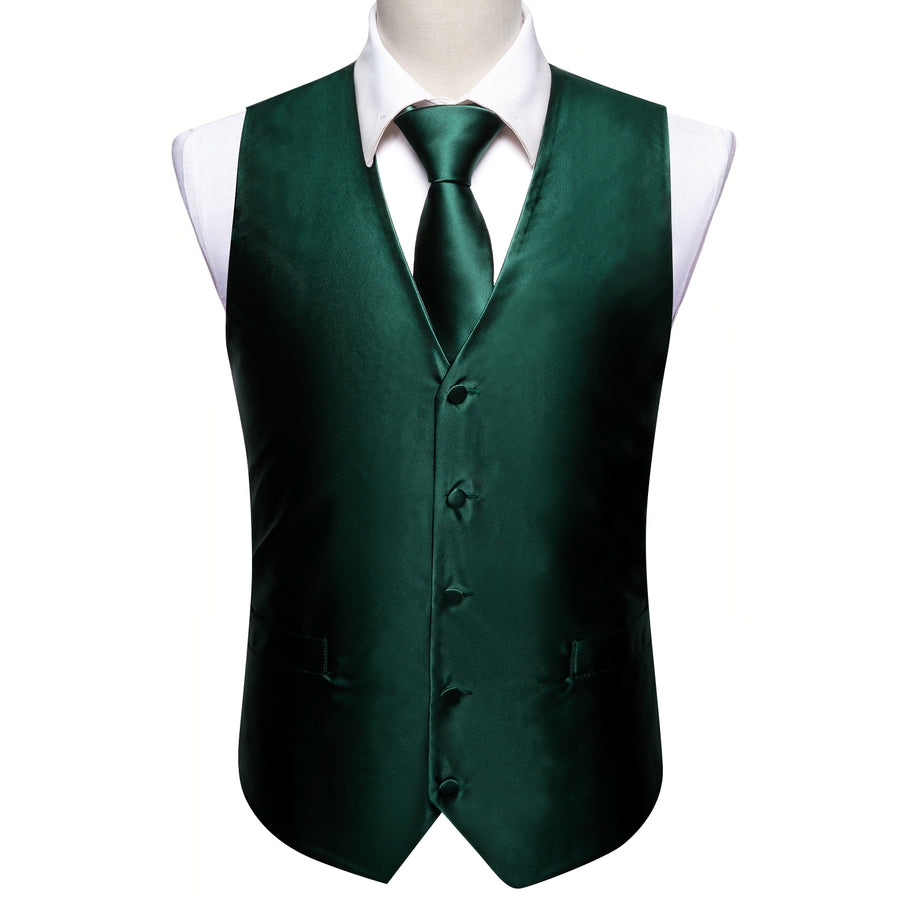Emerald Green Jacquard Silk Vest Set vest set - Sophisticated Gentlemen