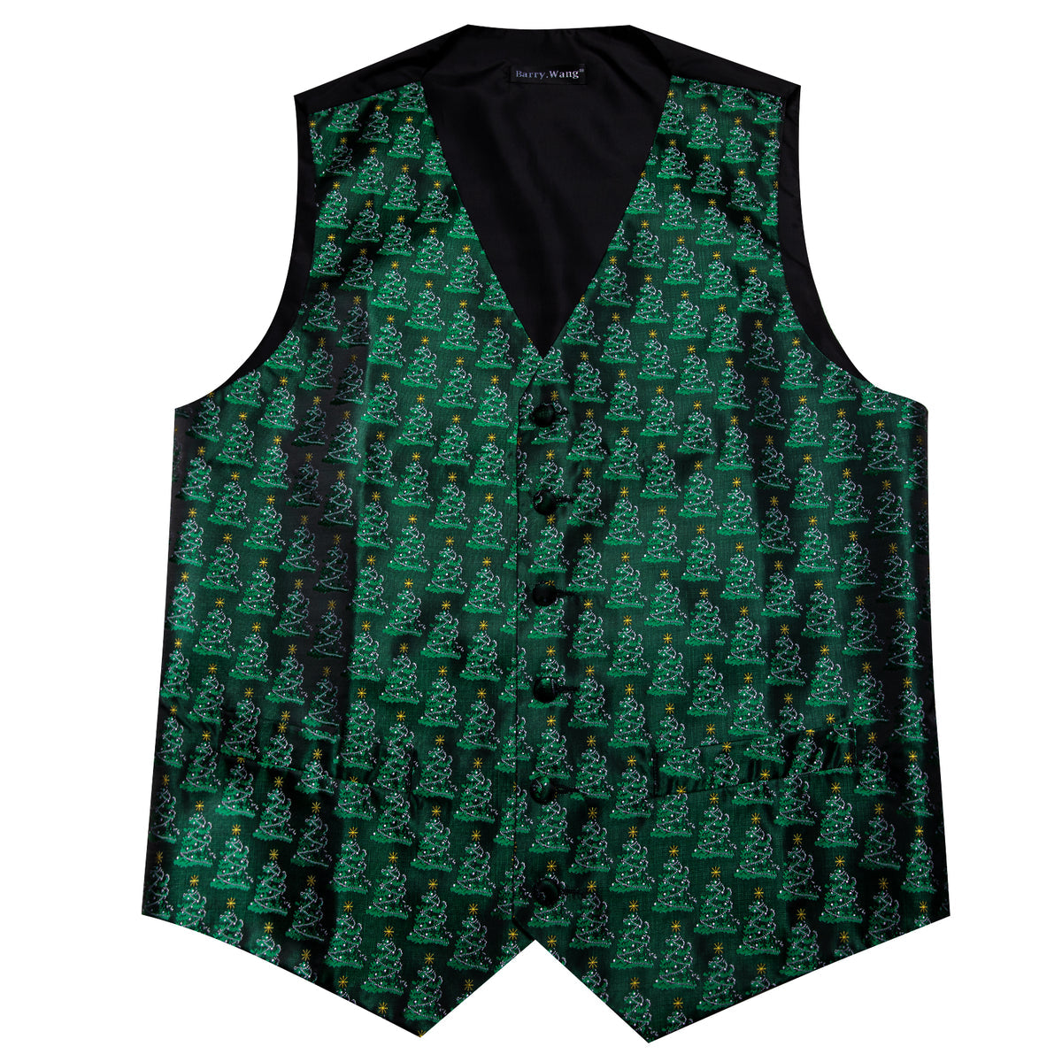 Evergreen Elegance Christmas Tree Silk Tie & Waistcoat Set vest set - Sophisticated Gentlemen