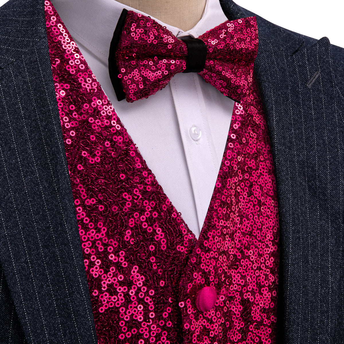 Purple Sequins Silk Vest Set vest set S (Chest 41) - Sophisticated Gentlemen