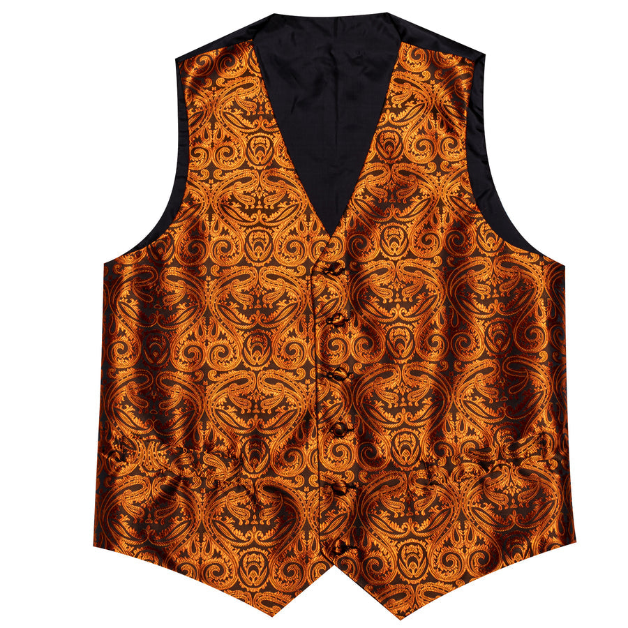 Regal Black & Gold Paisley Silk Vest Set vest set - Sophisticated Gentlemen