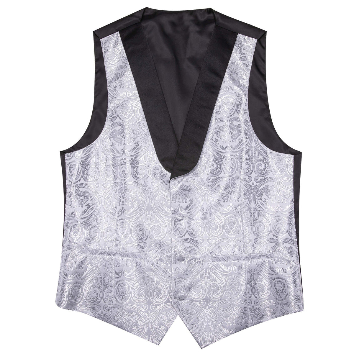 Silver Paisley Vest Set with Black Collar vest set - Sophisticated Gentlemen