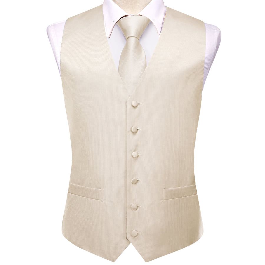 Ivory Plaid Jacquard Silk Vest & Bowtie Set vest set - Sophisticated Gentlemen
