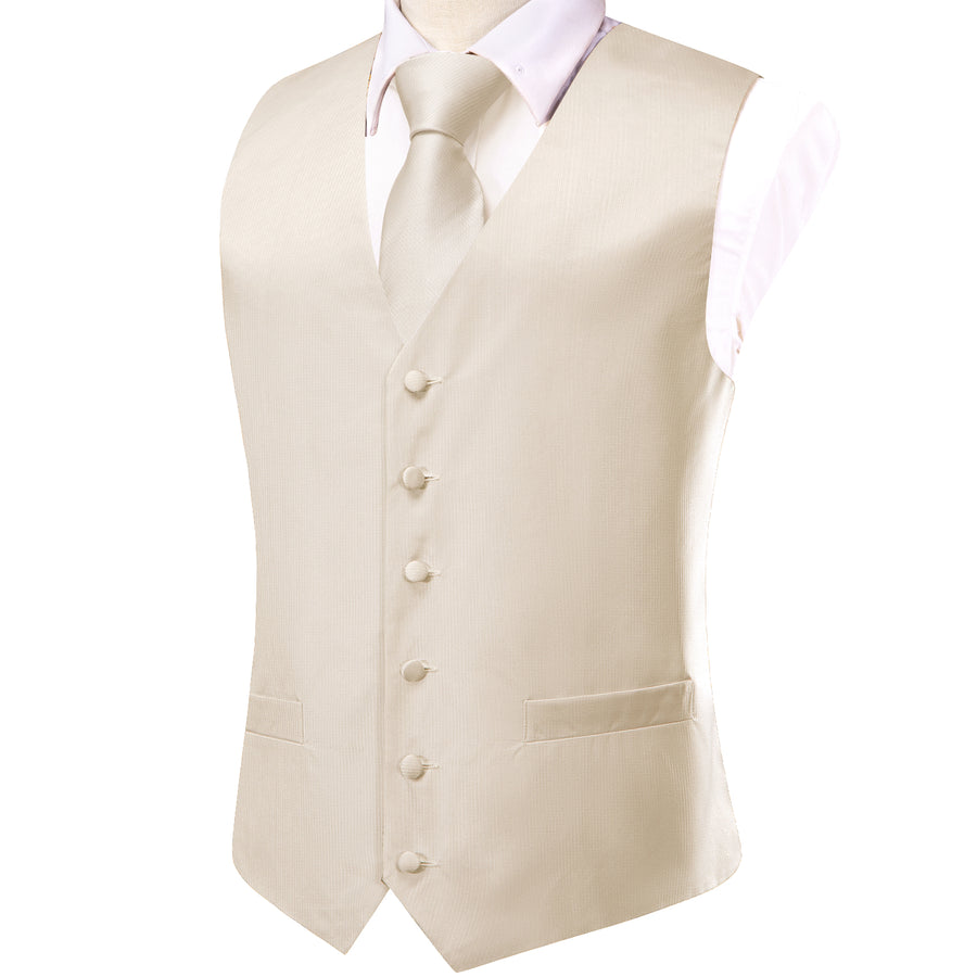 Ivory Plaid Jacquard Silk Vest & Bowtie Set vest set - Sophisticated Gentlemen