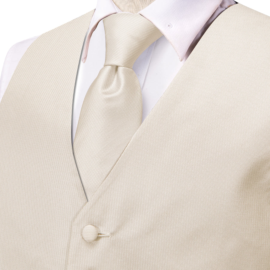 Ivory Plaid Jacquard Silk Vest & Bowtie Set vest set - Sophisticated Gentlemen