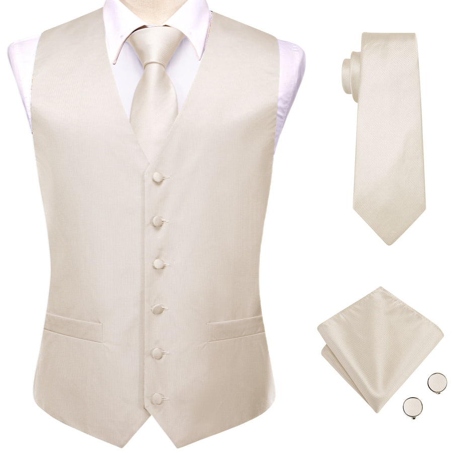 Ivory Plaid Jacquard Silk Vest & Bowtie Set vest set - Sophisticated Gentlemen