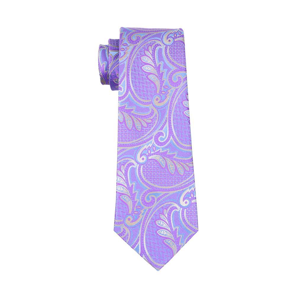 Lavender Purple Paisley Silk Tie, Pocket Square and Cufflinks Set tie sets - Sophisticated Gentlemen
