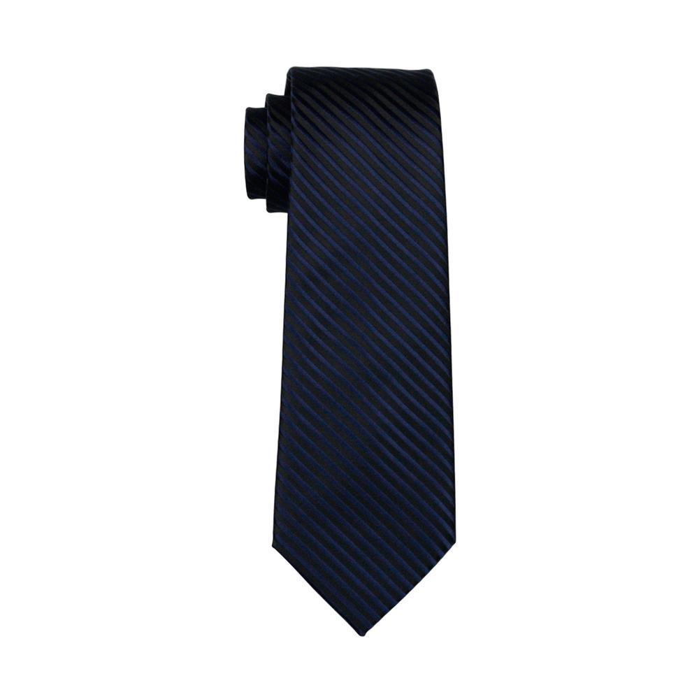 Black & Royal Blue Striped Silk Tie, Pocket Square & Cufflinks Set tie sets - Sophisticated Gentlemen