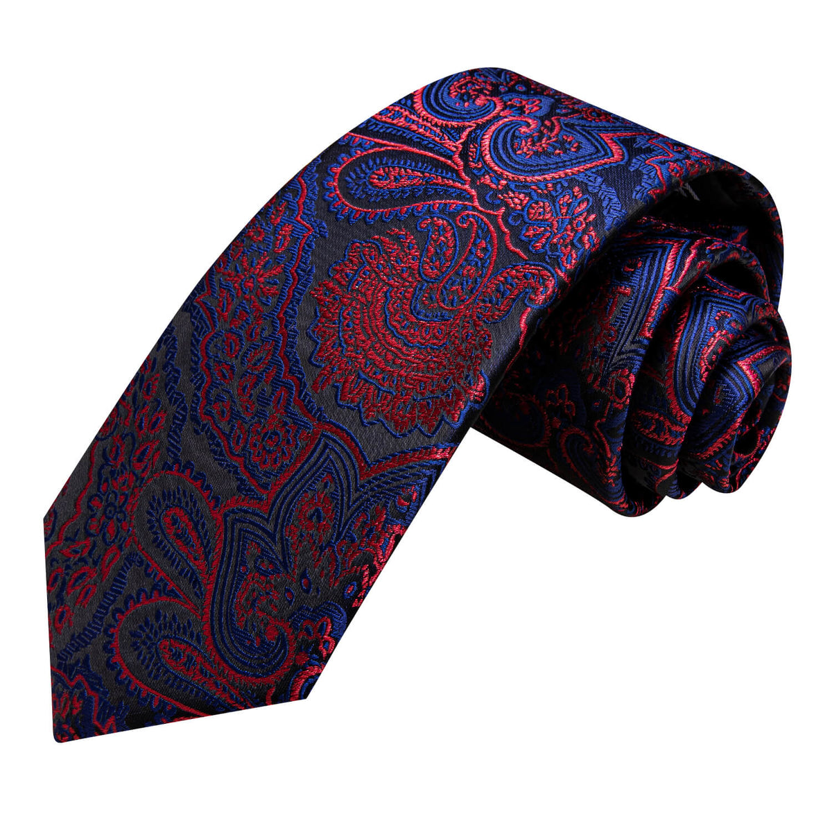 Red and Blue Floral Silk Tie, Pocket Square and Cufflinks tie sets - Sophisticated Gentlemen
