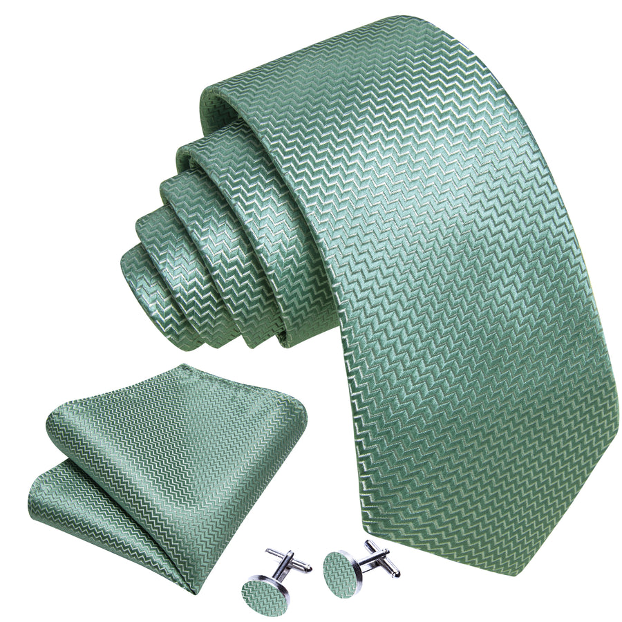 Mint Green Silk Tie, Pocket Square and Cufflinks tie sets    - Sophisticated Gentlemen