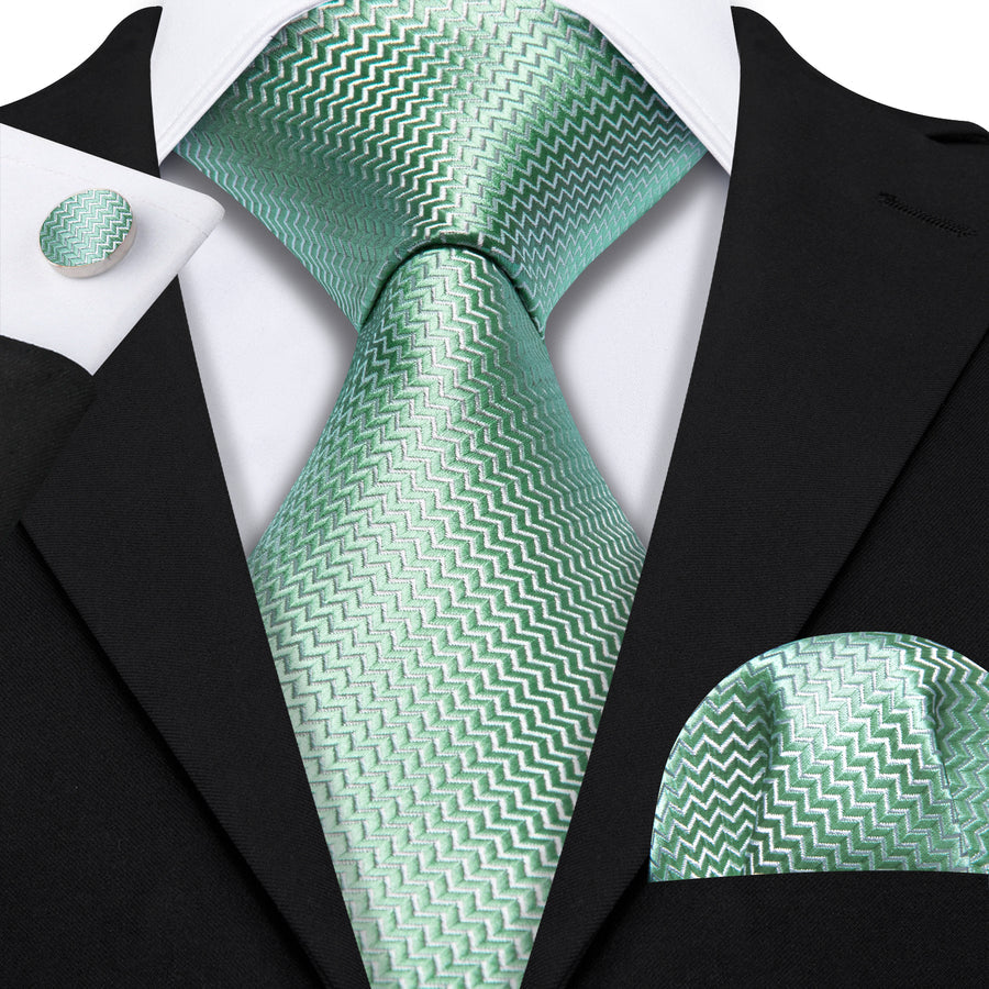 Mint Green Silk Tie, Pocket Square and Cufflinks tie sets    - Sophisticated Gentlemen