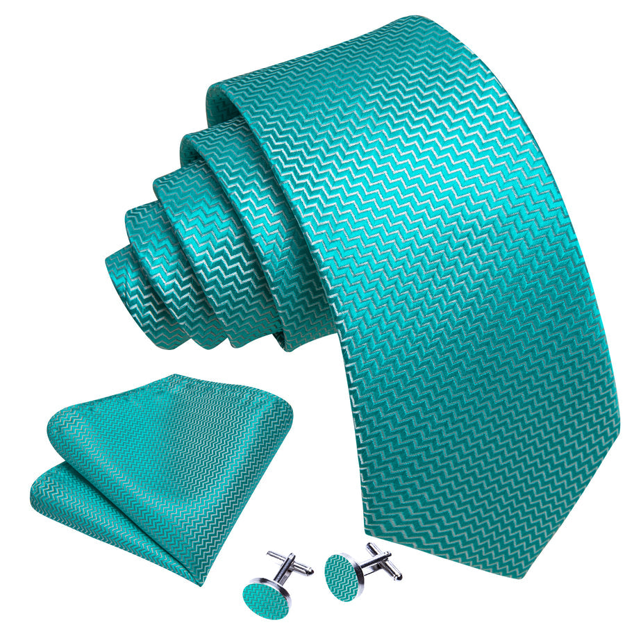 Aqua Blue Ornament XL Tie, Pocket Square and Cufflinks tie sets - Sophisticated Gentlemen