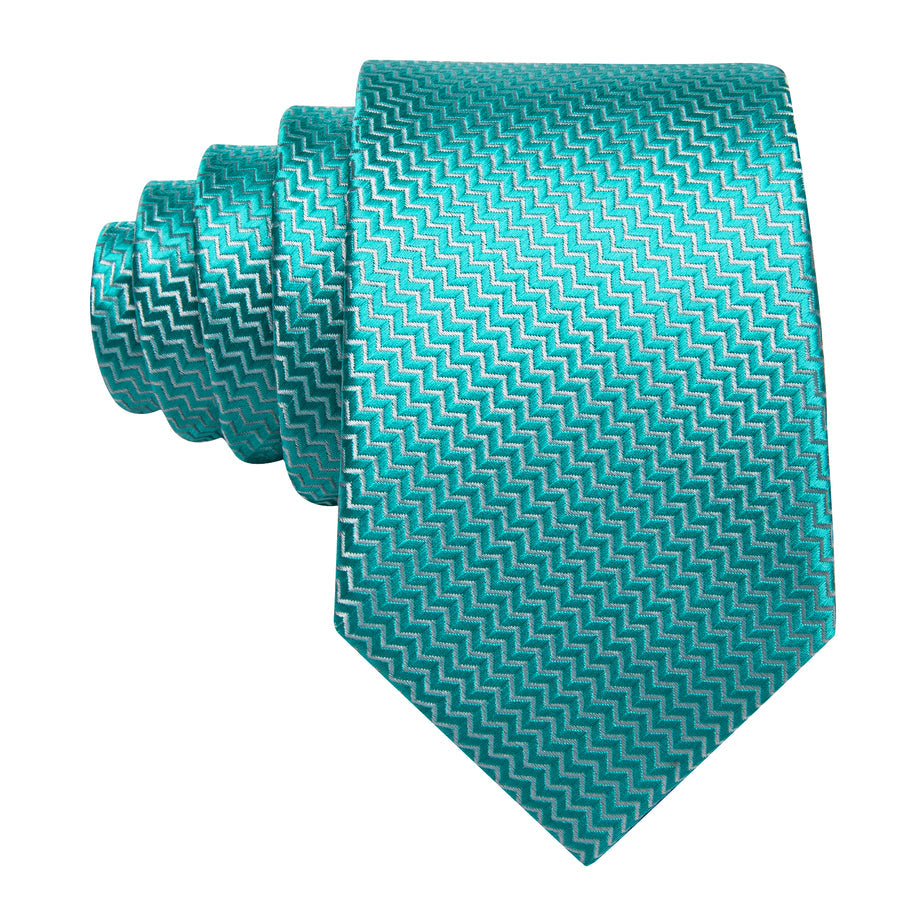 Aqua Blue Ornament XL Tie, Pocket Square and Cufflinks tie sets - Sophisticated Gentlemen