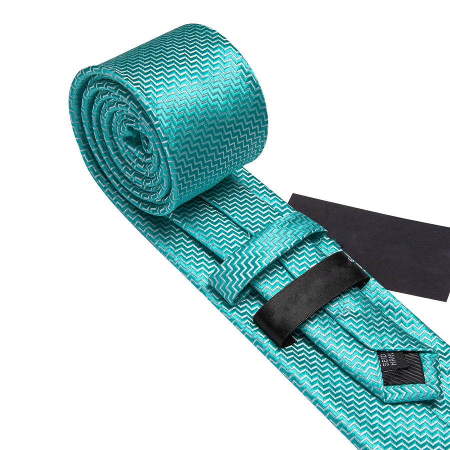 Aqua Blue Ornament XL Tie, Pocket Square and Cufflinks tie sets - Sophisticated Gentlemen