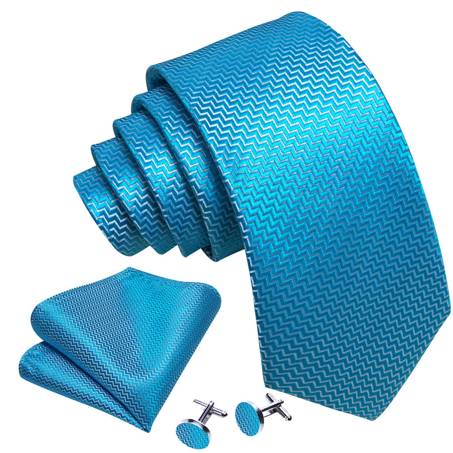 Sky Blue Ornament XL Tie, Pocket Square and Cufflinks tie sets - Sophisticated Gentlemen