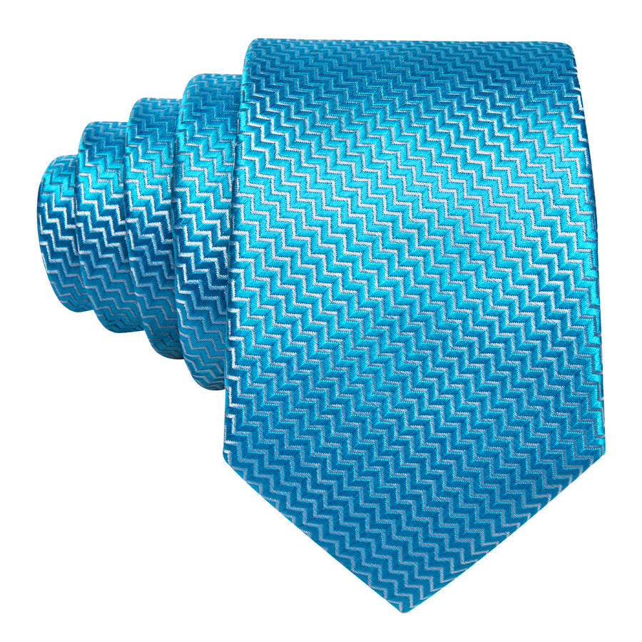 Sky Blue Ornament XL Tie, Pocket Square and Cufflinks tie sets - Sophisticated Gentlemen