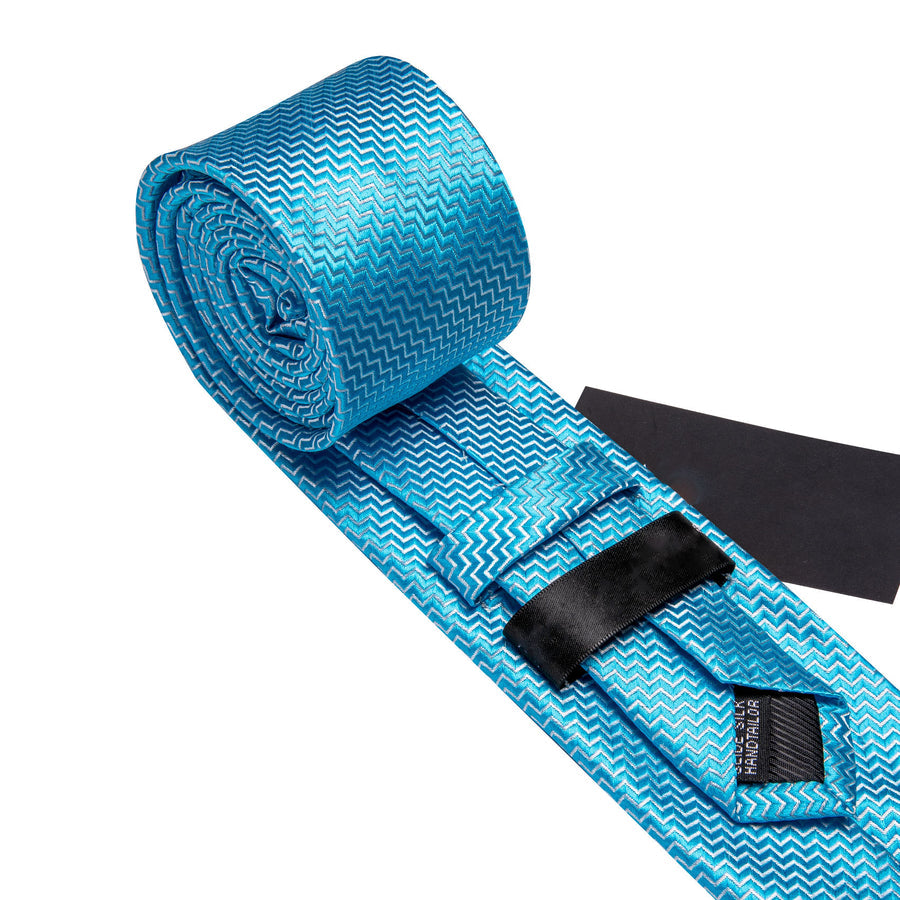 Sky Blue Ornament XL Tie, Pocket Square and Cufflinks tie sets - Sophisticated Gentlemen