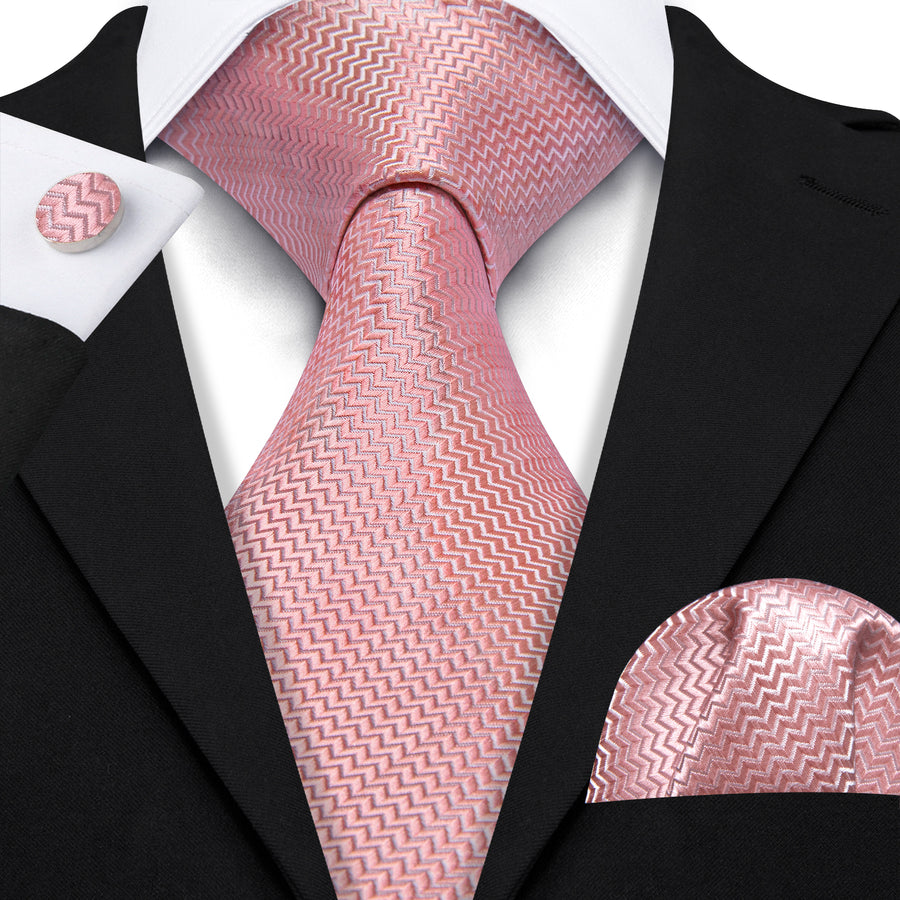 Pink Ornament XL Tie, Pocket Square and Cufflinks tie sets - Sophisticated Gentlemen