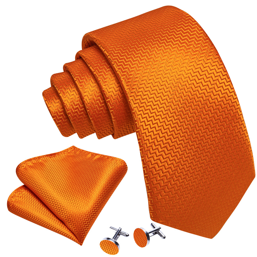 Orange Ornament XL Tie, Pocket Square and Cufflinks tie sets - Sophisticated Gentlemen