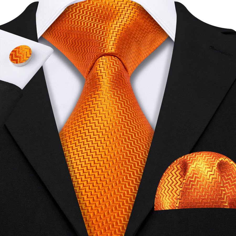 Orange Ornament XL Tie, Pocket Square and Cufflinks tie sets - Sophisticated Gentlemen