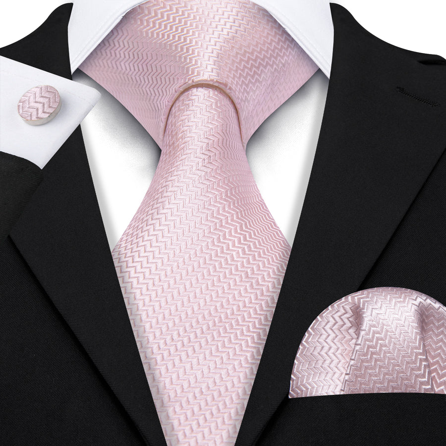 Light Pink Ornament XL Tie, Pocket Square and Cufflinks tie sets - Sophisticated Gentlemen