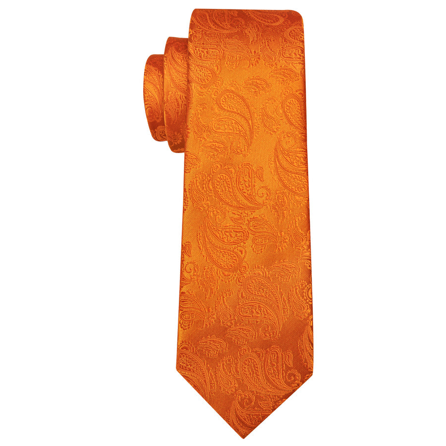 Orange Paisley XL Tie, Pocket Square and Cufflinks tie sets - Sophisticated Gentlemen