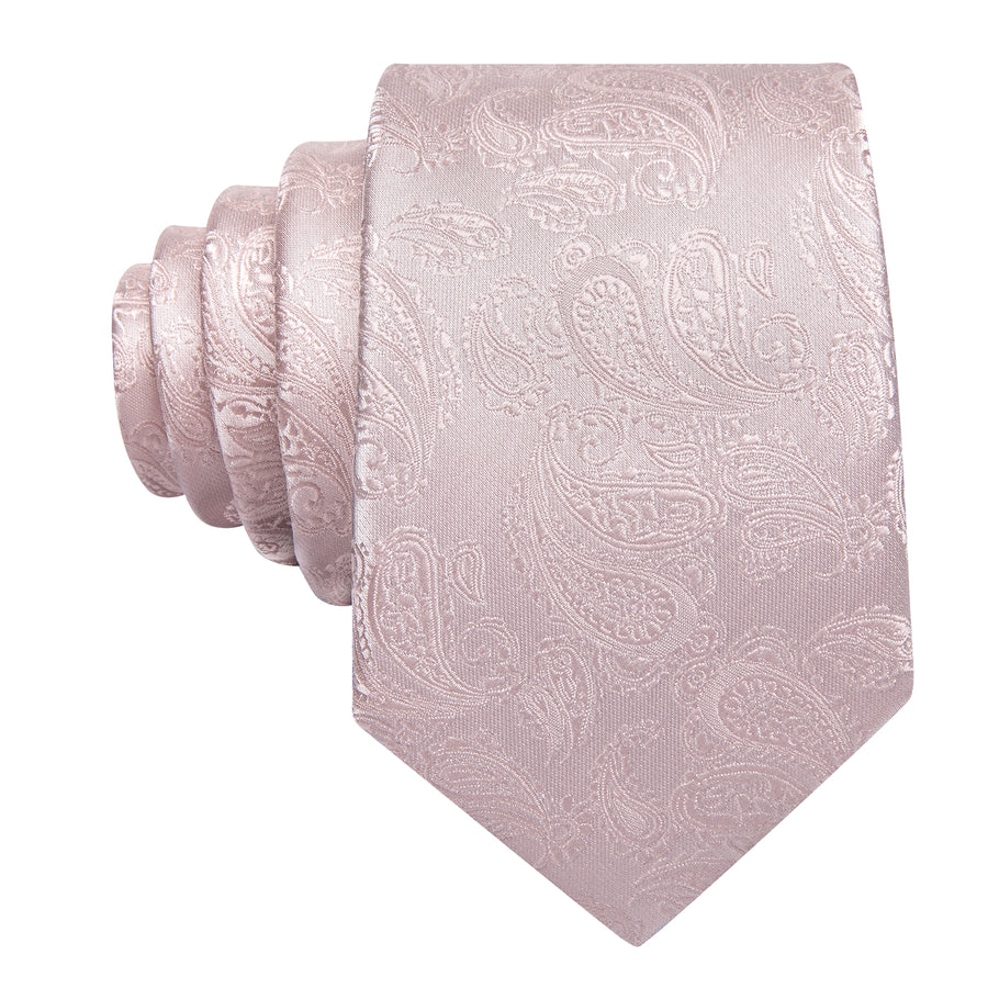 Light Pink Paisley XL Tie, Pocket Square and Cufflinks tie sets - Sophisticated Gentlemen