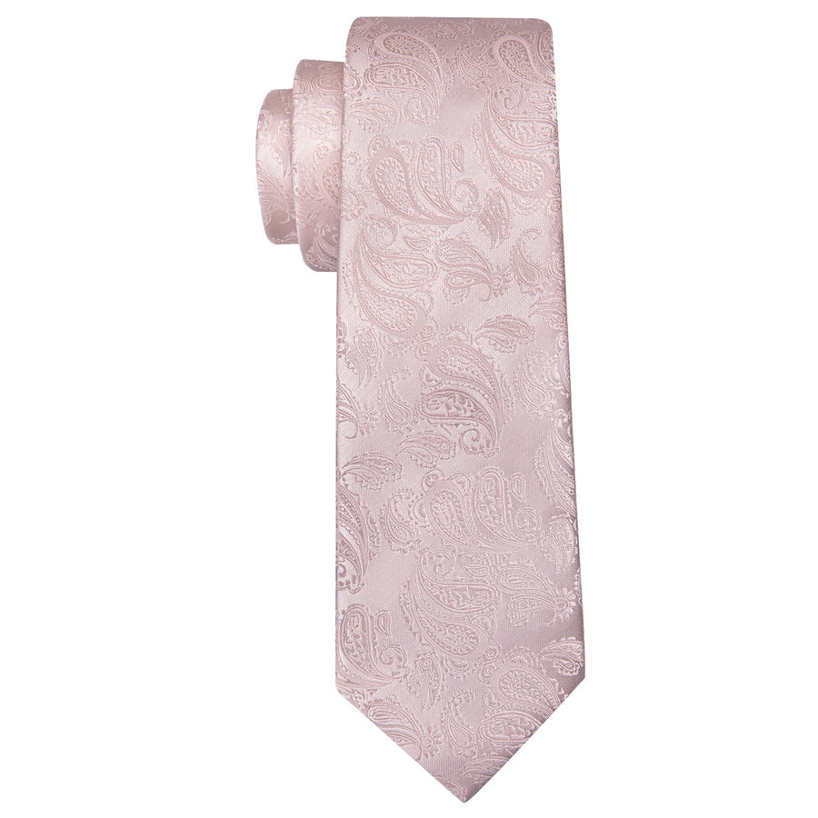 Light Pink Paisley XL Tie, Pocket Square and Cufflinks tie sets - Sophisticated Gentlemen