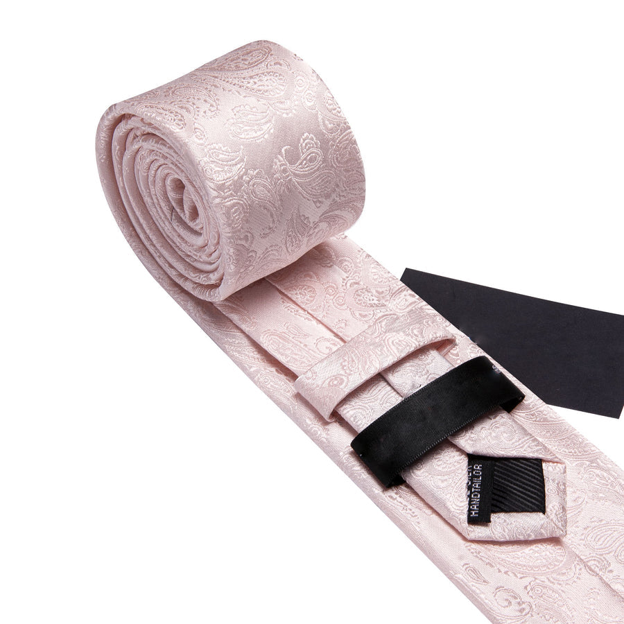 Light Pink Paisley XL Tie, Pocket Square and Cufflinks tie sets - Sophisticated Gentlemen