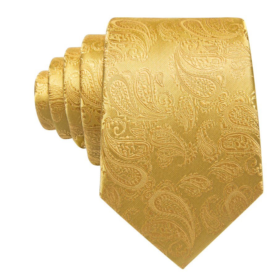 Gold Paisley XL Tie, Pocket Square and Cufflinks tie sets - Sophisticated Gentlemen