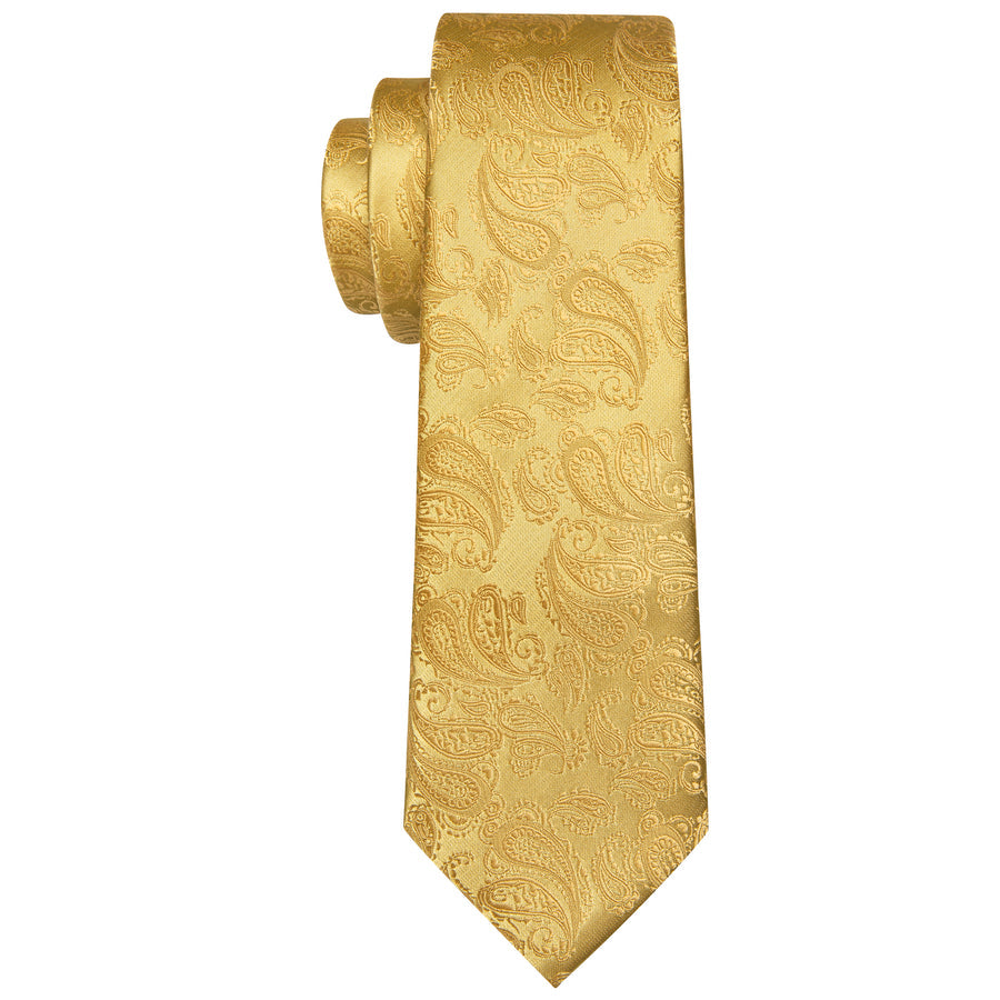 Gold Paisley XL Tie, Pocket Square and Cufflinks tie sets - Sophisticated Gentlemen