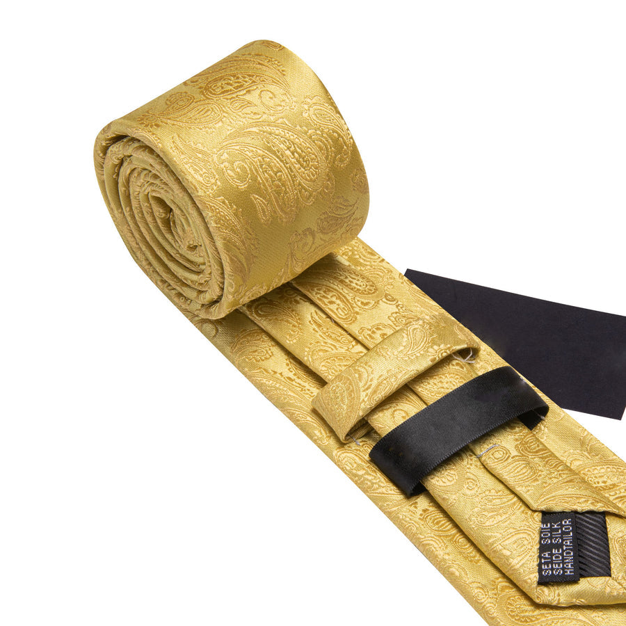 Gold Paisley XL Tie, Pocket Square and Cufflinks tie sets - Sophisticated Gentlemen