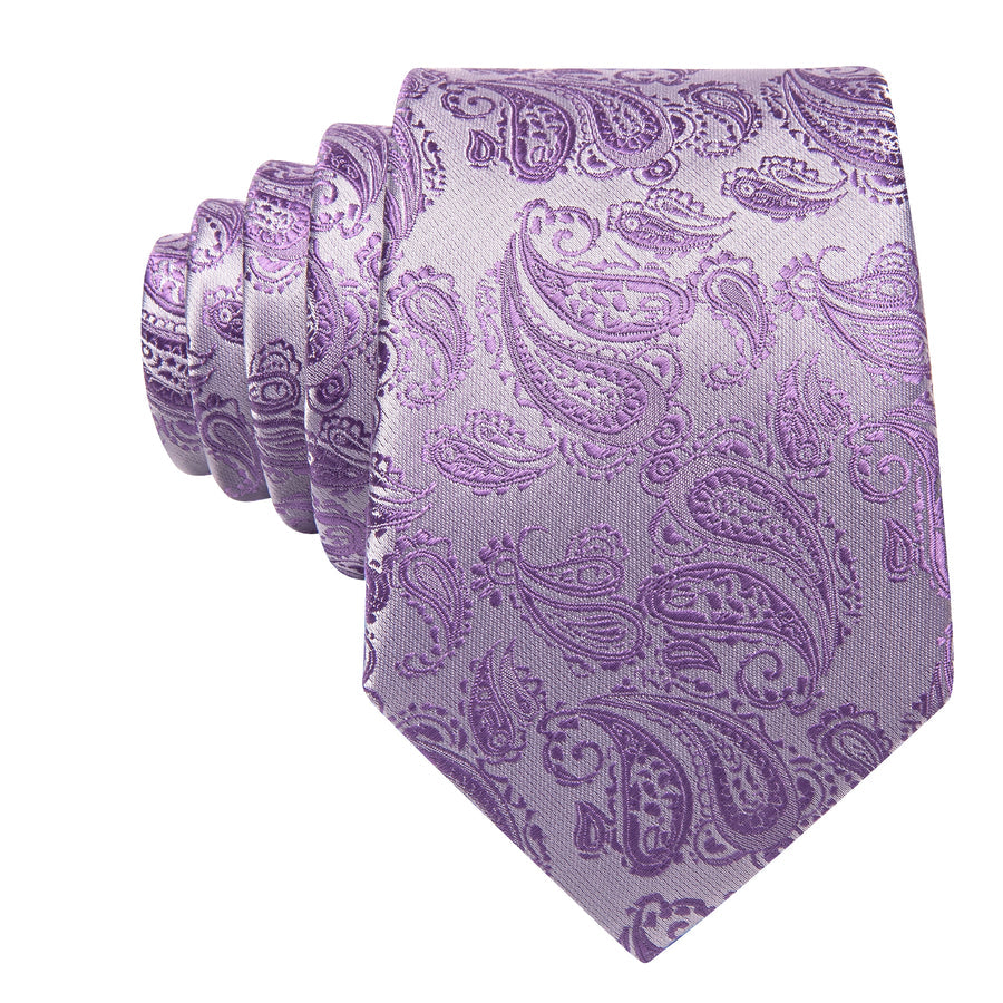 Pale Purple Paisley XL Tie, Pocket Square and Cufflinks tie sets - Sophisticated Gentlemen