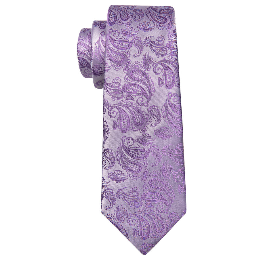 Pale Purple Paisley XL Tie, Pocket Square and Cufflinks tie sets - Sophisticated Gentlemen
