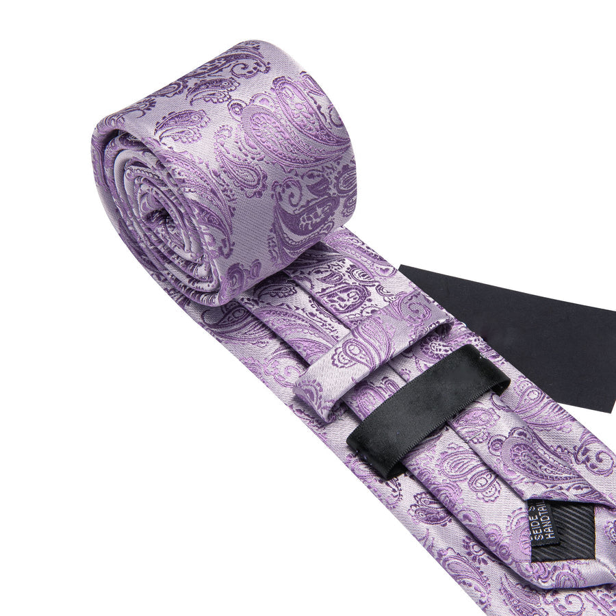 Pale Purple Paisley XL Tie, Pocket Square and Cufflinks tie sets - Sophisticated Gentlemen