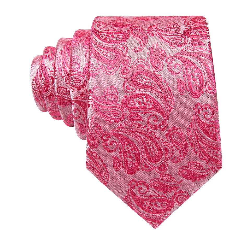 Rose and Red Paisley XL Tie, Pocket Square and Cufflinks tie sets - Sophisticated Gentlemen