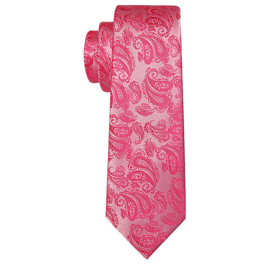 Rose and Red Paisley XL Tie, Pocket Square and Cufflinks tie sets - Sophisticated Gentlemen