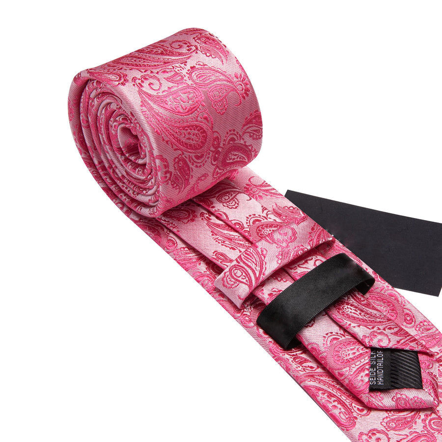 Rose and Red Paisley XL Tie, Pocket Square and Cufflinks tie sets - Sophisticated Gentlemen