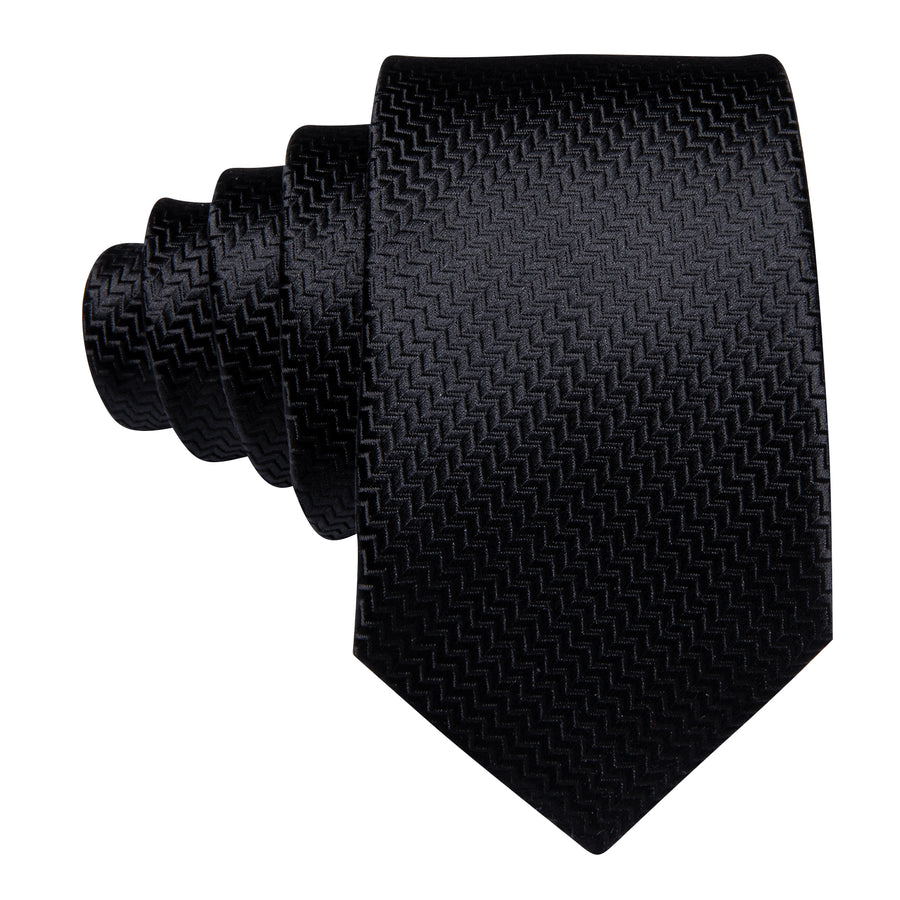 Pure Black Ornament XL Tie, Pocket Square and Cufflinks tie sets - Sophisticated Gentlemen