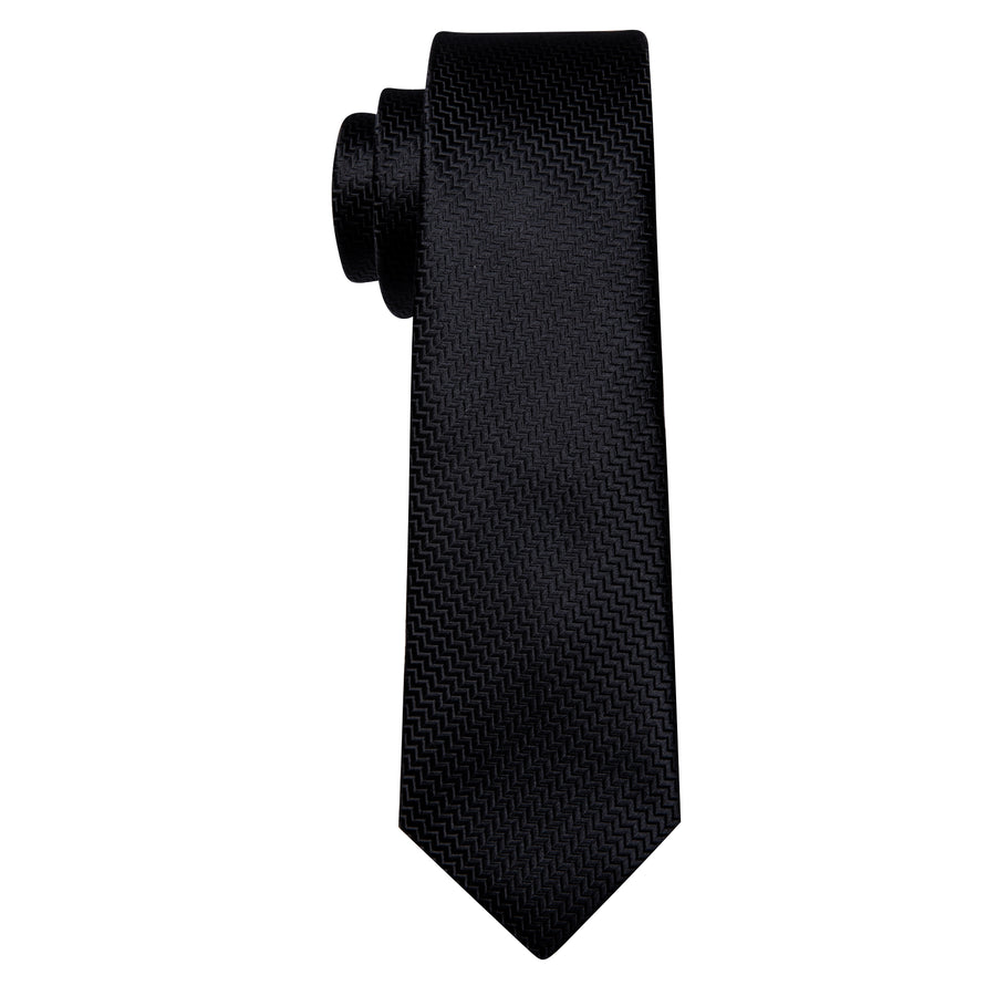 Pure Black Ornament XL Tie, Pocket Square and Cufflinks tie sets - Sophisticated Gentlemen