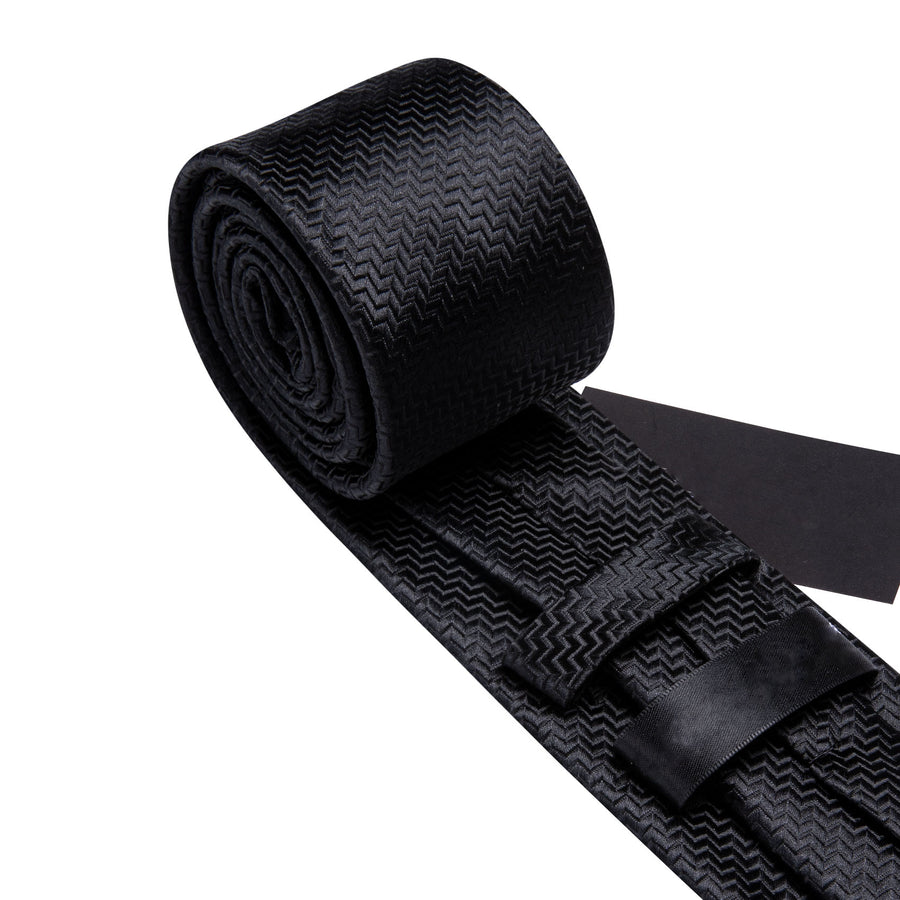 Pure Black Ornament XL Tie, Pocket Square and Cufflinks tie sets - Sophisticated Gentlemen
