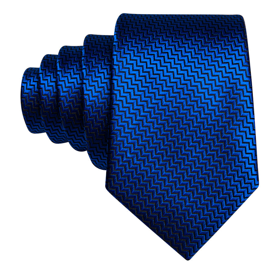 Pure Blue Ornament XL Tie, Pocket Square and Cufflinks tie sets - Sophisticated Gentlemen